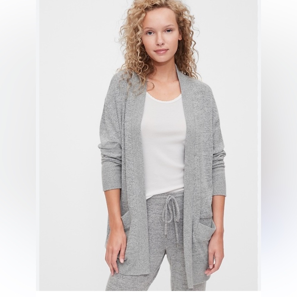 Ruby Moon Long Grey Open Cardigan